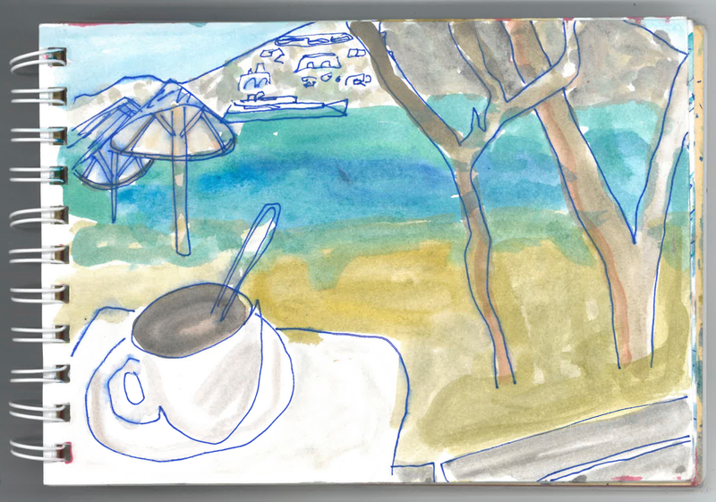 COFFEE AT NIKOLAS TAVERN, AGIA ANNA PARAGA, MYKONOS